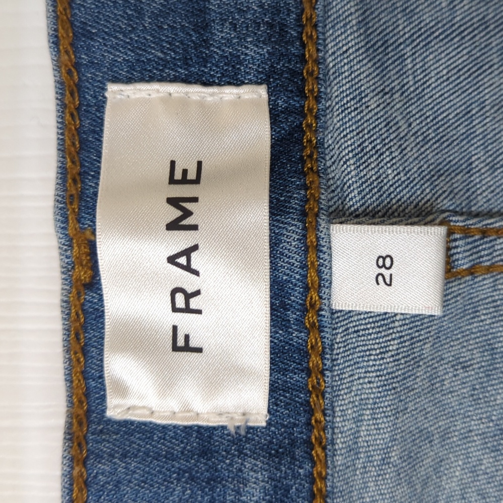 Frame Slim Palazzo Disarm Medium Wash High Waisted Wide Straight Leg Jeans 28 - Picture 8 of 15